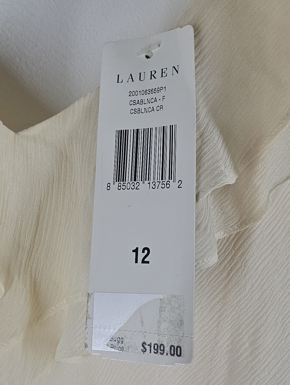 Lauren Ralph Lauren Ivory 100% Silk Ruffle Maxi Gown Dress 12 NWT - Picture 11 of 12